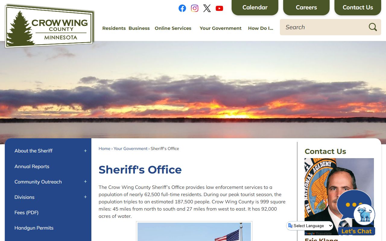 Crow Wing County Sheriff inmate population records office