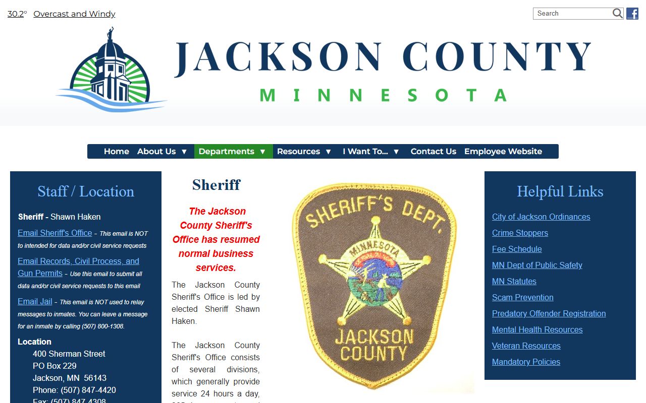 Jackson County Minnesota inmate population records