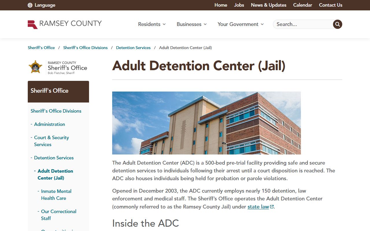 Ramsey County Adult Detention Center inmate population